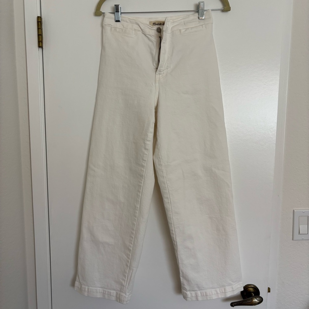 Madewell Emmett Wide Leg Crop Jeans in Tile White